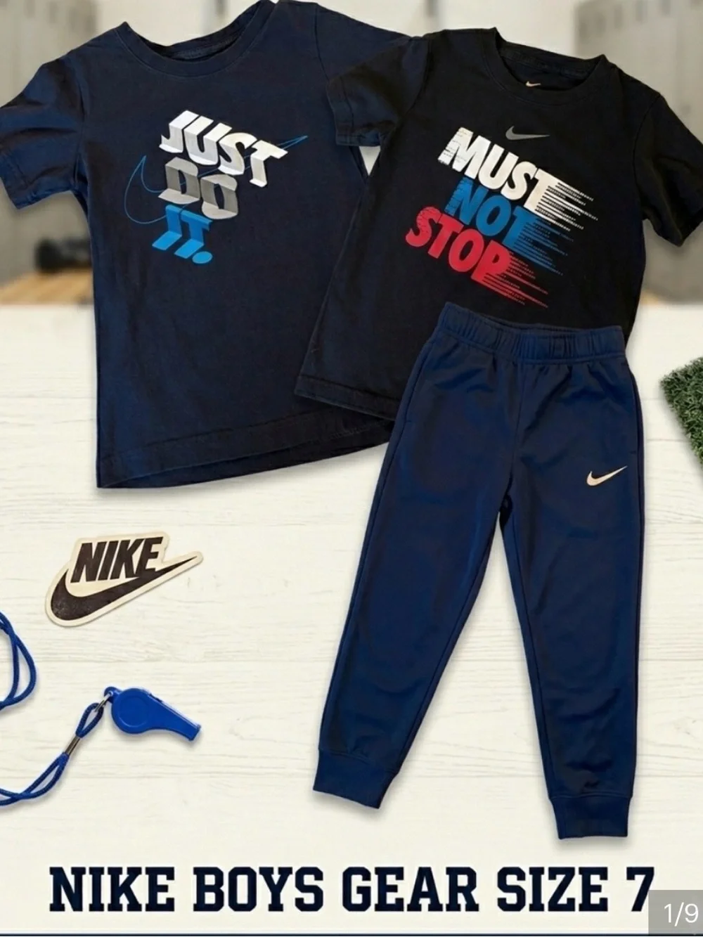 Nike Boys 2-Piece Graphic Tee & Jogger Set Navy Blue and Black - Picture 1 of 2